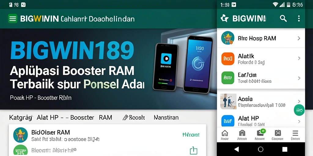 Tampilan antarmuka utama aplikasi Booster RAM yang sederhana dan efektif.