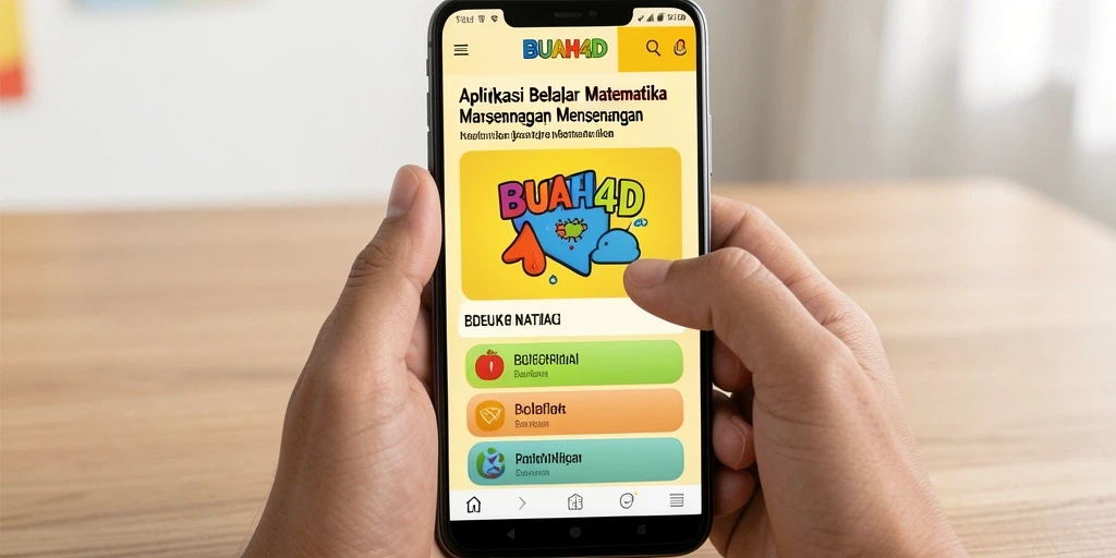 Tampilan aplikasi BUAH4D yang interaktif untuk belajar matematika.