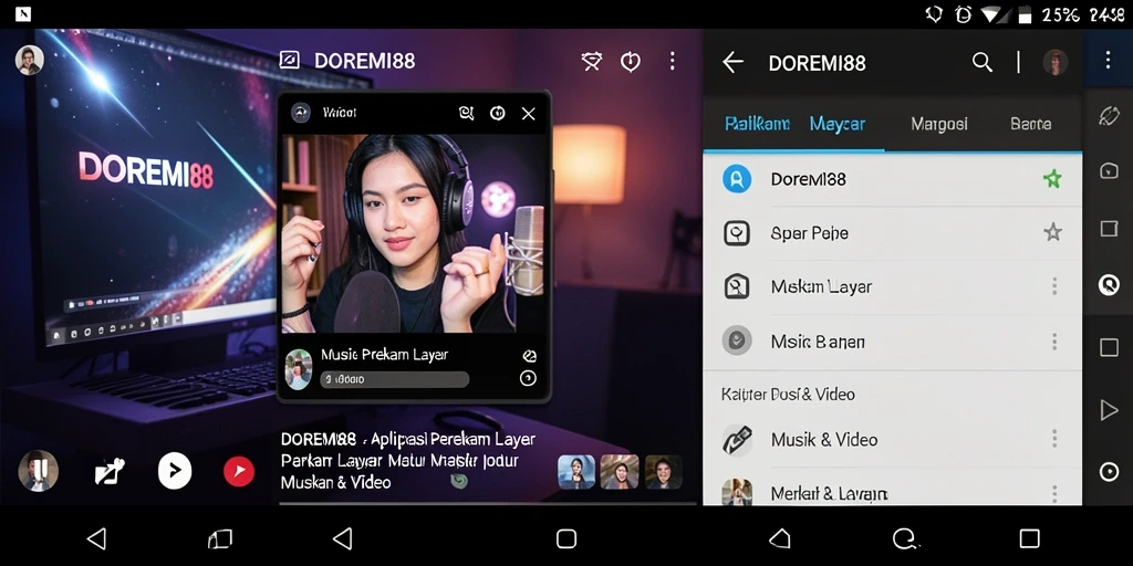 Tampilan antarmuka DOREMI88 saat merekam layar dengan suara.