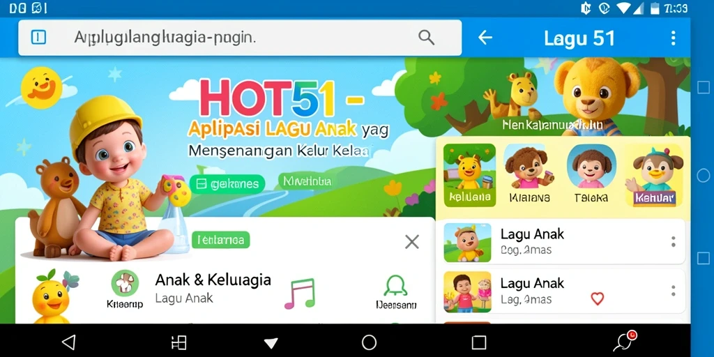 Tampilan antarmuka HOT51 yang ramah anak dengan fitur Lagu Anak.
