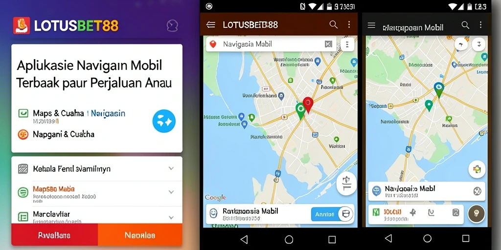 Antarmuka LOTUSBET88 yang menampilkan rute navigasi mobil.